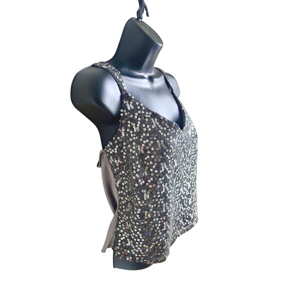 Tahari Arthur S Levine Sequin Tank Top 8 Sparkle Bachelorette Wedding Party Glam - Picture 3 of 6